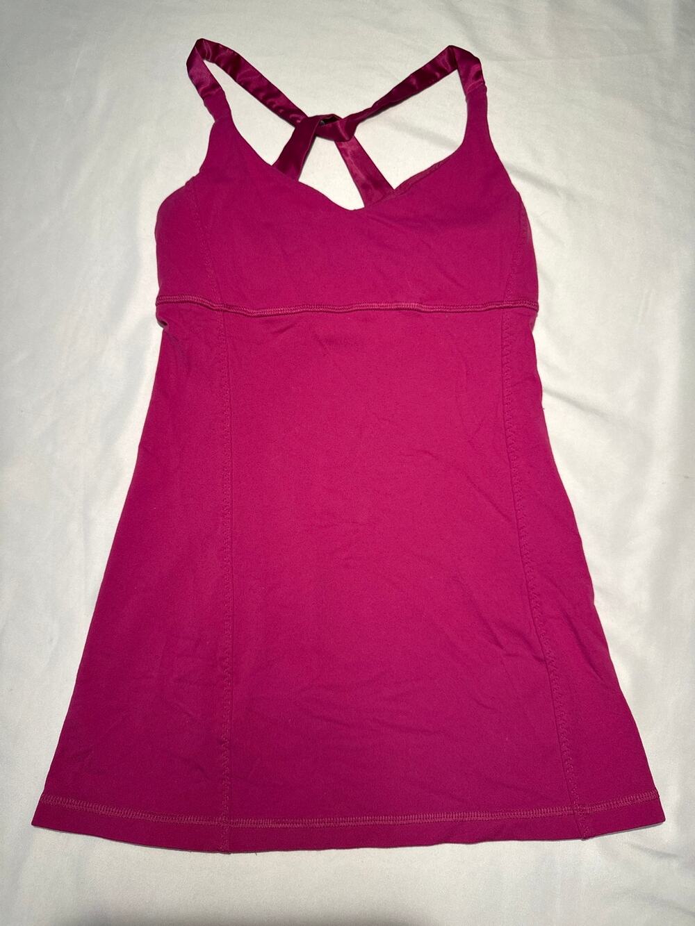 Lululemon Women’s Size 4 Pink Built In Bra Athletic Tank Top Strappy Yoga